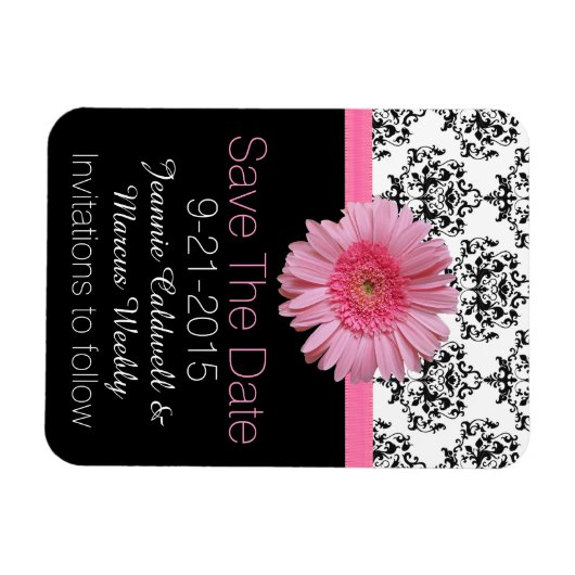 Pink Gerber Daisy Wedding Save the Date Magnet Magneet (Horizontaal)