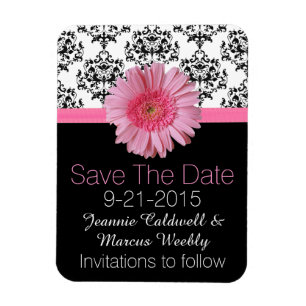 Pink Gerber Daisy Wedding Save the Date Magnet Magneet