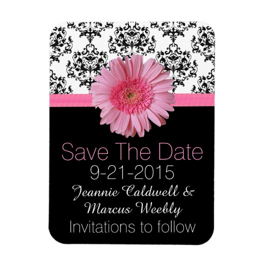 Pink Gerber Daisy Wedding Save the Date Magnet Magneet (Verticaal)