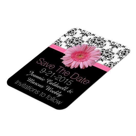 Pink Gerber Daisy Wedding Save the Date Magnet Magneet (Linkerzijde)
