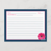 Pink Gerber Navy Damask Recept Kaart voor de bruid (Achterkant)