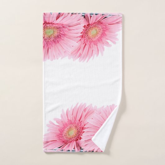 Pink Gerbera Daisies Elegant Foto Bad Handdoek (Handdoek)