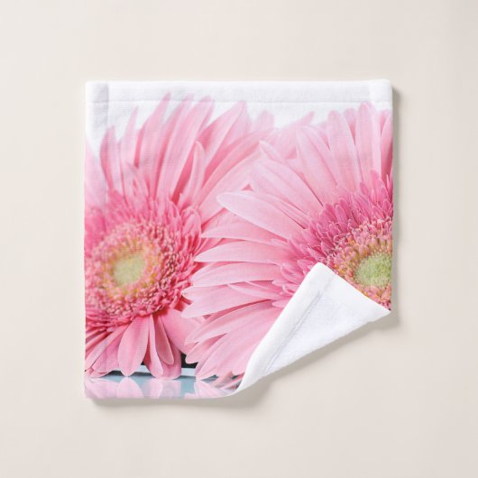 Pink Gerbera Daisies Elegant Foto Bad Handdoek (Wasdoekje)