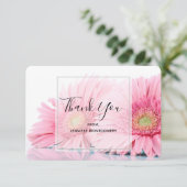 Pink Gerbera Daisies Elegant Foto Bedankkaart (Staand voorkant)