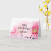 Pink Gerbera Daisies Elegant Foto Birthday Kaart (Gele Bloem)