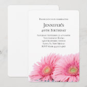 Pink Gerbera Daisies Elegant Foto Birthday Kaart (Voorkant / Achterkant)