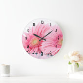 Pink Gerbera Daisies Elegant Foto Grote Klok (Huis)
