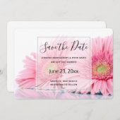 Pink Gerbera Daisies Elegant Foto Save The Date (Voorkant / Achterkant)