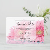 Pink Gerbera Daisies Elegant Foto Save The Date (Staand voorkant)
