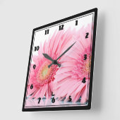 Pink Gerbera Daisies Elegant Foto Vierkante Klok (Hoek)