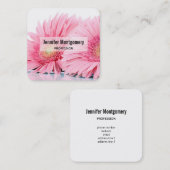 Pink Gerbera Daisies Elegant Foto Vierkante Visitekaartje (Voorkant / Achterkant)