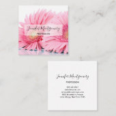 Pink Gerbera Daisies Elegant Foto Vierkante Visitekaartje (Voorkant / Achterkant)