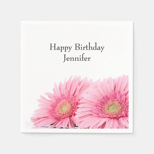 Pink Gerbera Daisies Elegant Fotografie van de dag Servet (Voorkant)