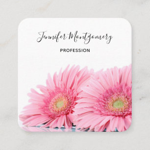 Pink Gerbera Daisies Elegant Photo Square Vierkante Visitekaartje