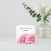 Pink Gerbera Daisies Elegant Photo Square Vierkante Visitekaartje (Staand voorkant)