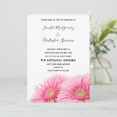Pink Gerbera Daisies Elegant Photo Wedding Kaart (Staand voorkant)