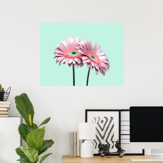 Pink Gerbera Daisies Poster (Thuiskantoor)