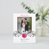 Pink Gerbera Daisy Bedankt Briefkaart (Staand voorkant)