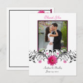 Pink Gerbera Daisy Bedankt Briefkaart (Voorkant / Achterkant)