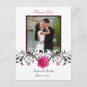 Pink Gerbera Daisy Bedankt Briefkaart (Voorkant)