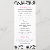 Pink Gerbera Daisy Black Floral Wedding Programme Programmakaart (Achterkant)