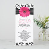Pink Gerbera Daisy Black Floral Wedding Programme Programmakaart (Staand voorkant)