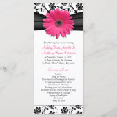 Pink Gerbera Daisy Black Floral Wedding Programme Programmakaart (Voorkant)