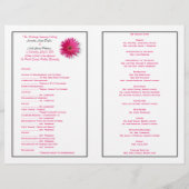 Pink Gerbera Daisy Black Ribbon Wedding Programme (Achterkant)