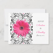 Pink Gerbera Daisy Bloemen Respons Kaart (Voorkant)