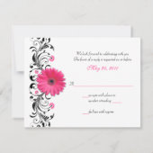 Pink Gerbera Daisy Bloemen Respons Kaart (Achterkant)