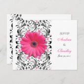 Pink Gerbera Daisy Bloemen Respons Kaart (Voorkant / Achterkant)