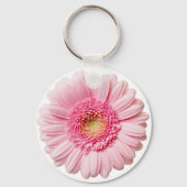 Pink Gerbera Daisy Button Sleutelhanger (Voorkant)