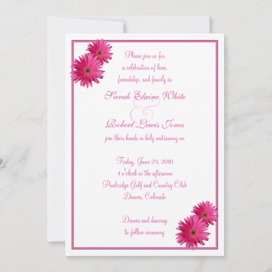 Pink Gerbera Daisy Deze dag wordt uitnodigen voor  Kaart (Achterkant)