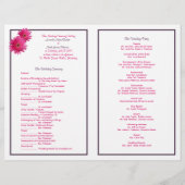 Pink Gerbera Daisy Eggplant Ribbon Wedding Program (Achterkant)