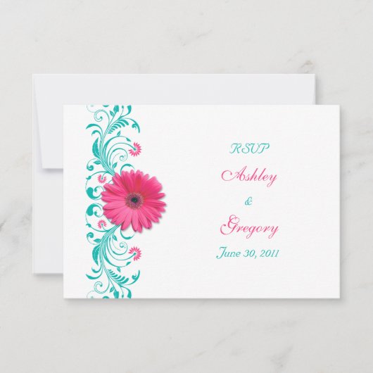 Pink Gerbera Daisy Floral Reply Kaart (Voorkant)