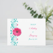 Pink Gerbera Daisy Floral Reply Kaart (Staand voorkant)
