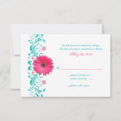 Pink Gerbera Daisy Floral Reply Kaart (Achterkant)