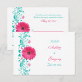Pink Gerbera Daisy Floral Reply Kaart (Voorkant / Achterkant)