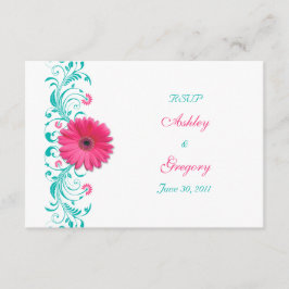 Pink Gerbera Daisy Floral Reply Kaart