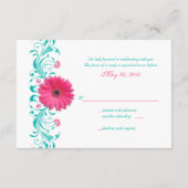 Pink Gerbera Daisy Floral Reply Kaart (Achterkant)