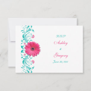 Pink Gerbera Daisy Floral Reply Kaart