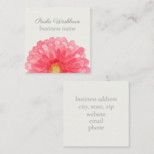 Pink Gerbera Daisy Flower Eggshell White Vierkante Visitekaartje (Voorkant / Achterkant)
