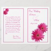 Pink Gerbera Daisy Flower Wedding Programme (Voorkant)