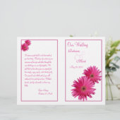 Pink Gerbera Daisy Flower Wedding Programme (Staand voorkant)