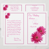 Pink Gerbera Daisy Flower Wedding Programme (Voorkant / Achterkant)