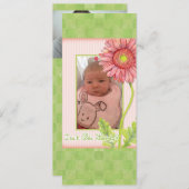 Pink Gerbera Daisy Foto geboorteaankondiging Aankondiging (Voorkant / Achterkant)