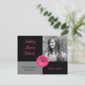 Pink Gerbera Daisy Funky Photo Afstuderen Kaart (Staand voorkant)
