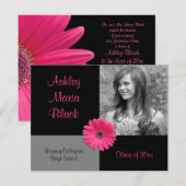Pink Gerbera Daisy Funky Photo Afstuderen Kaart (Voorkant / Achterkant)