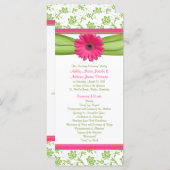 Pink Gerbera Daisy Green Floral Wedding Programme Programmakaart (Voorkant / Achterkant)
