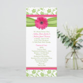 Pink Gerbera Daisy Green Floral Wedding Programme Programmakaart (Staand voorkant)